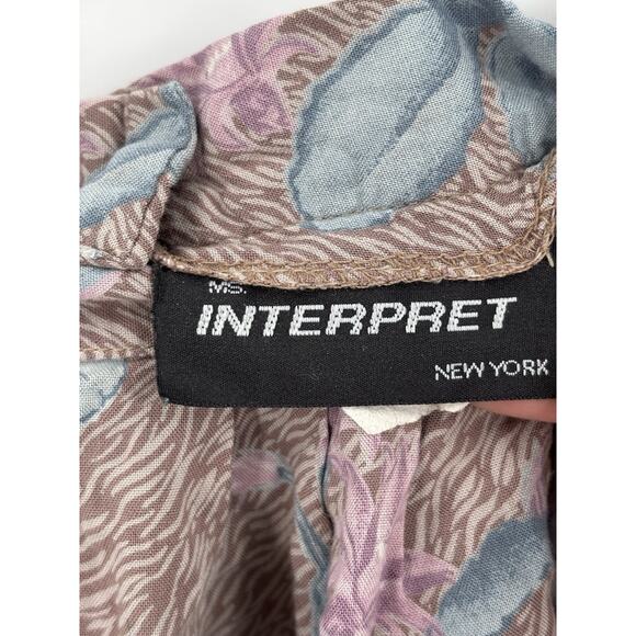 Ms Interpret Vintage Skirt Womens XS Pink Blue Floral Midi Pleated Pockets Zip - Picture 7 of 13